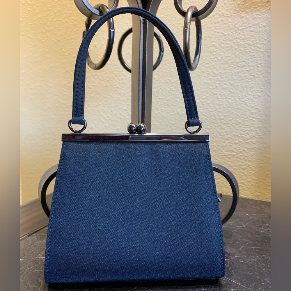 Super Cute Mini Evening Bag/Clutch - Black Satiny Fabric - Excellent Condition